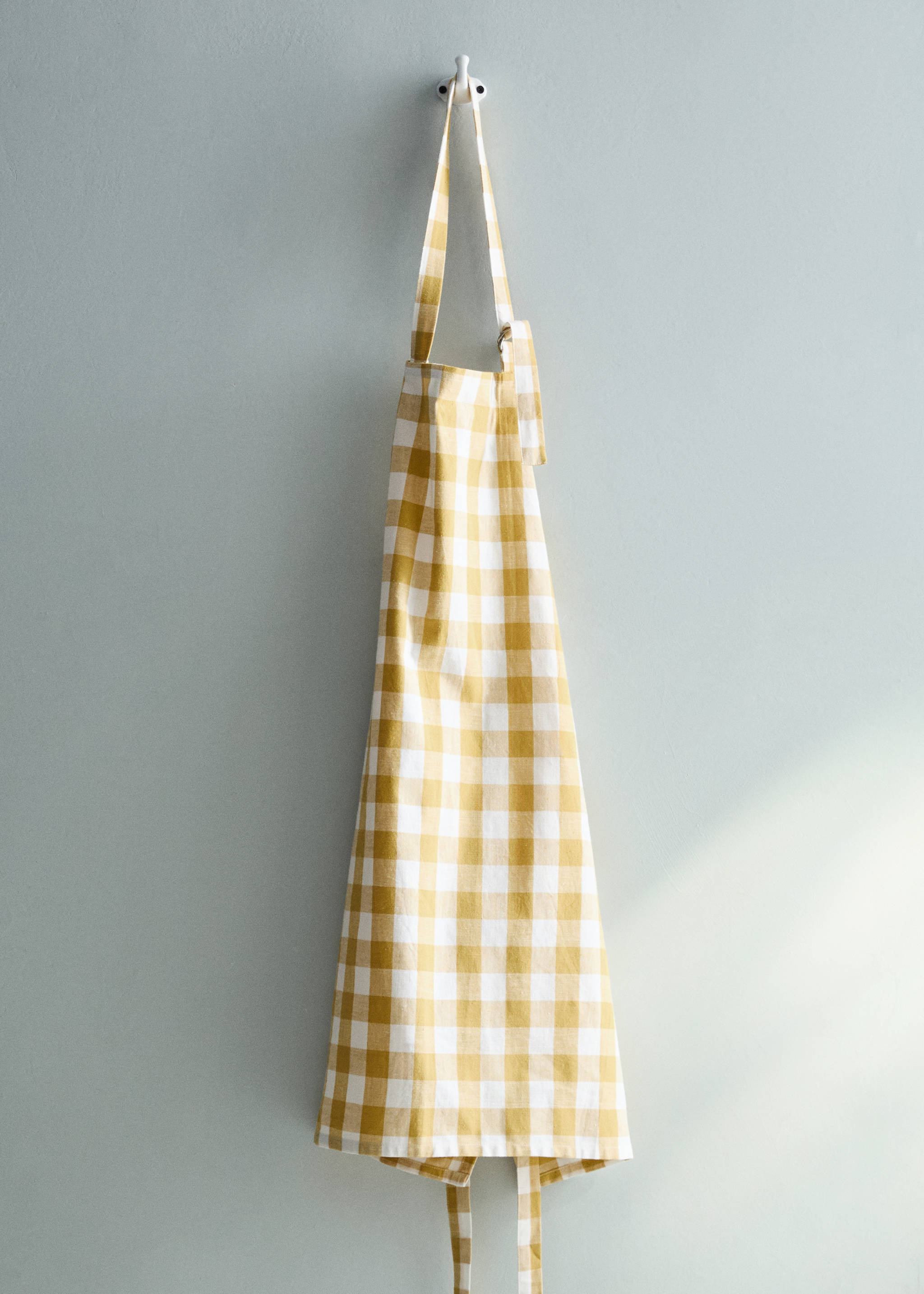 Cotton linen gingham check apron - General plane