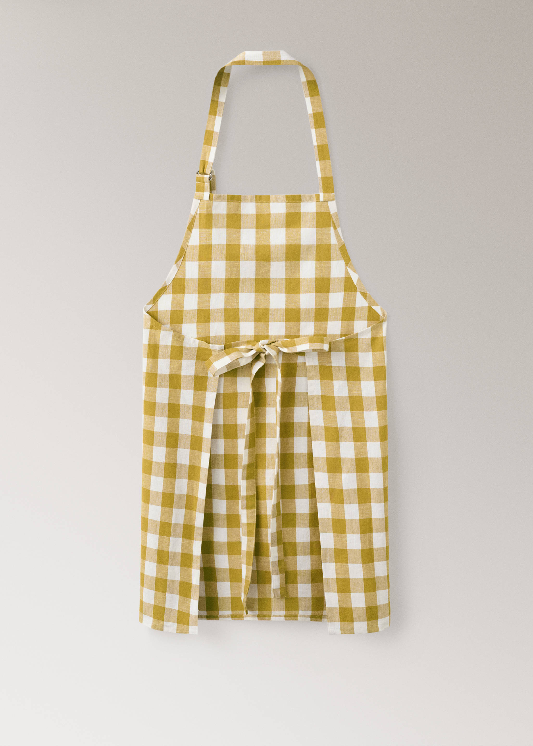 Cotton linen gingham check apron - Details of the article 1