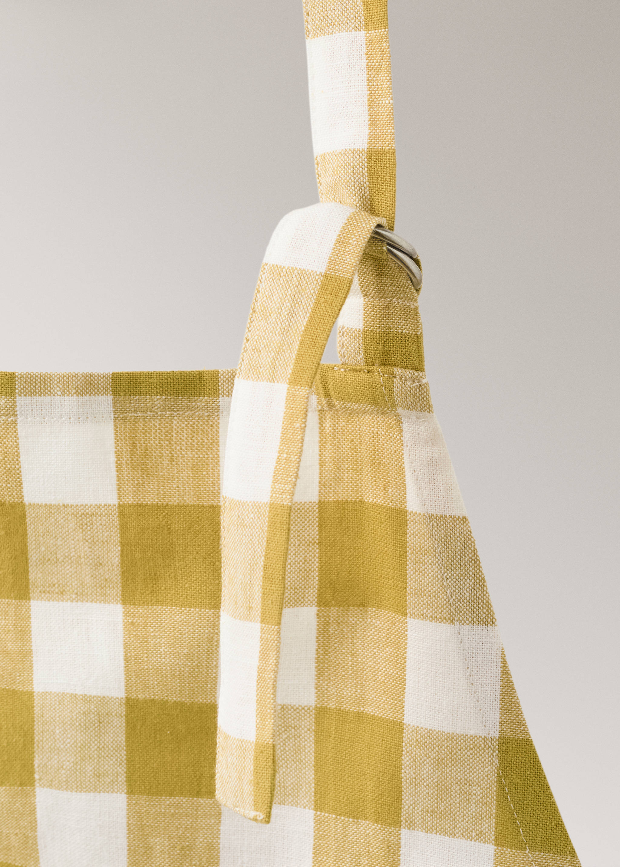 Cotton linen gingham check apron - Details of the article 2
