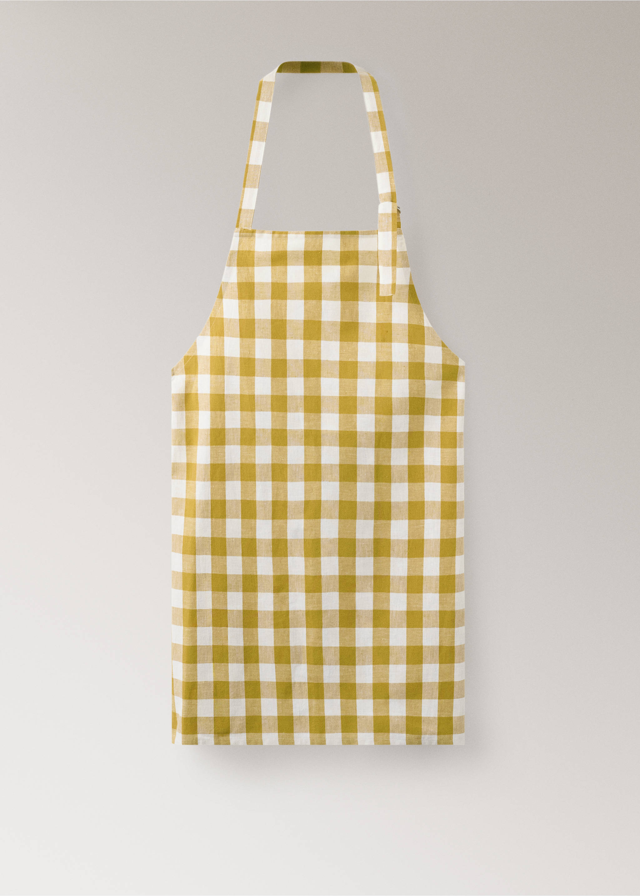 Cotton linen gingham check apron - Article without model, Yellow. Ref: 27073291-00.