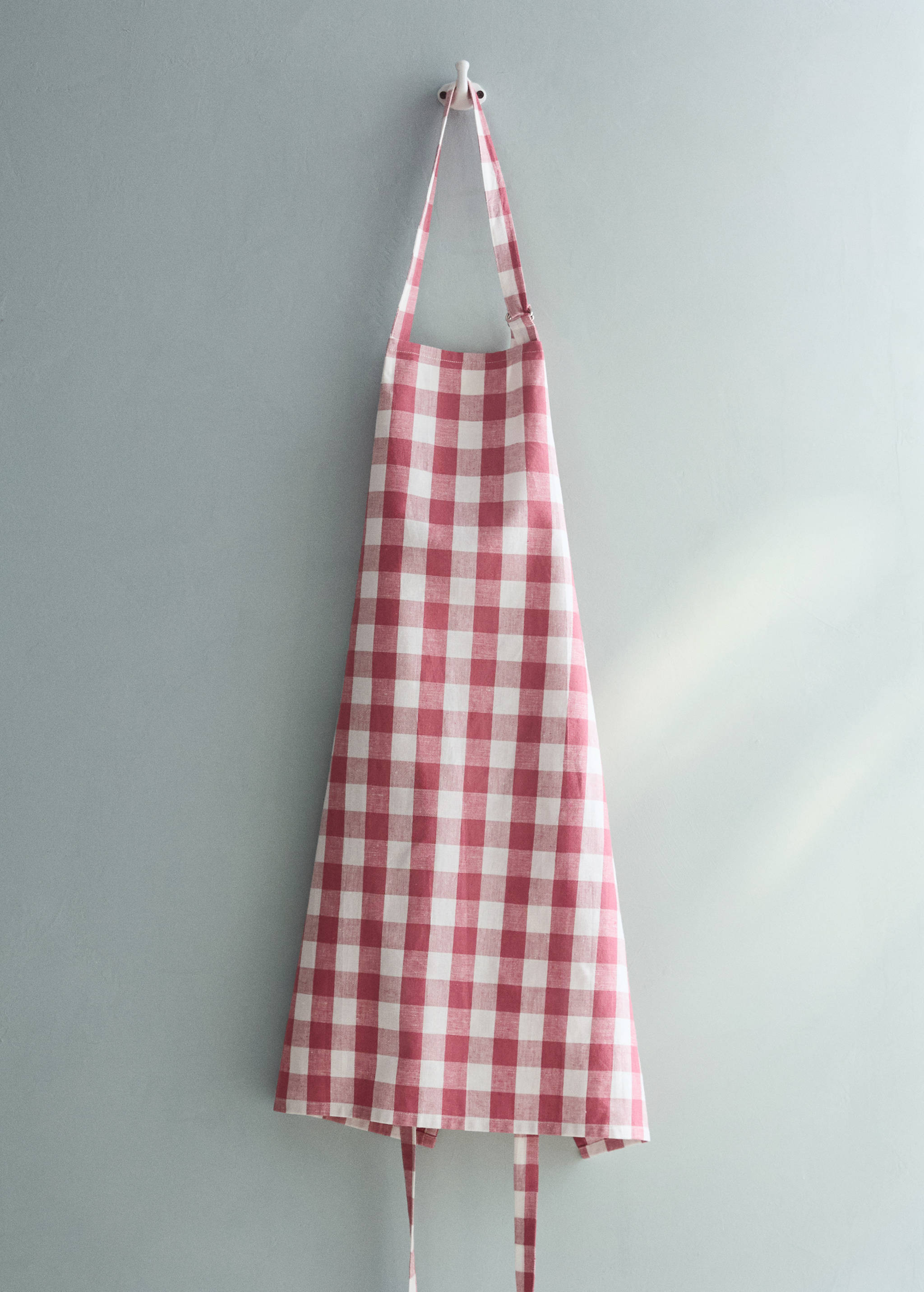 Cotton linen gingham check apron - General plane