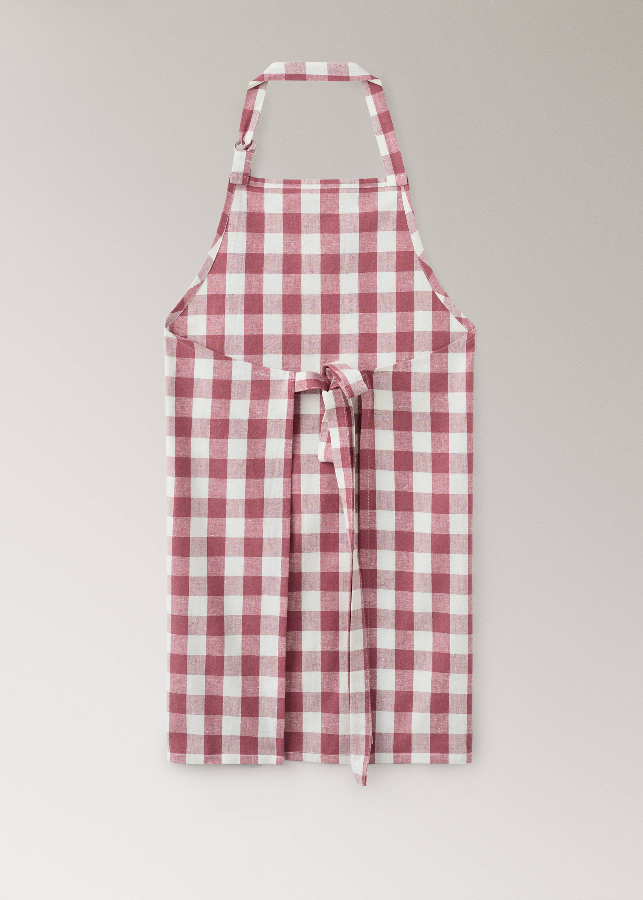 Cotton linen gingham check apron - Details of the article 1