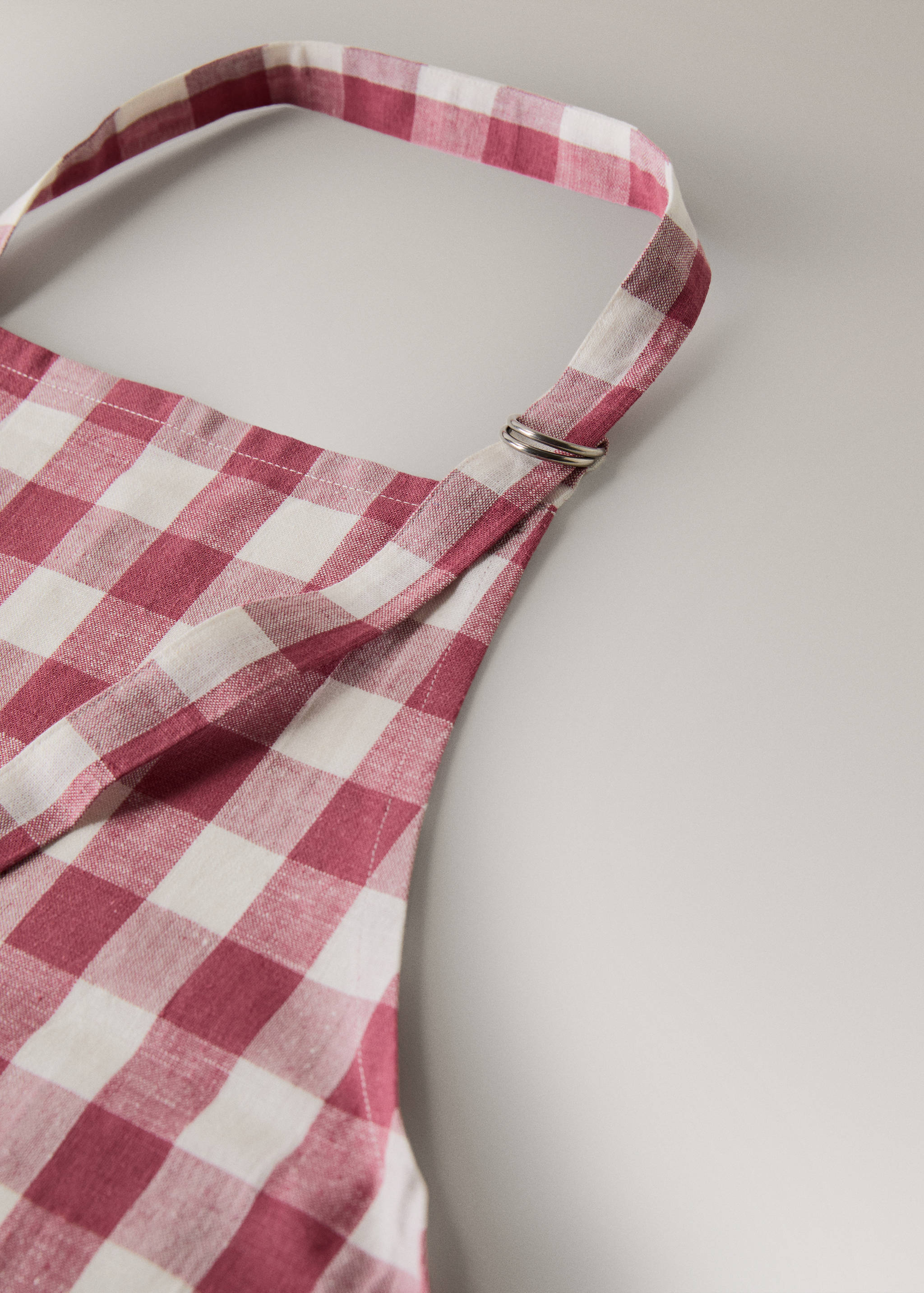 Cotton linen gingham check apron - Details of the article 2