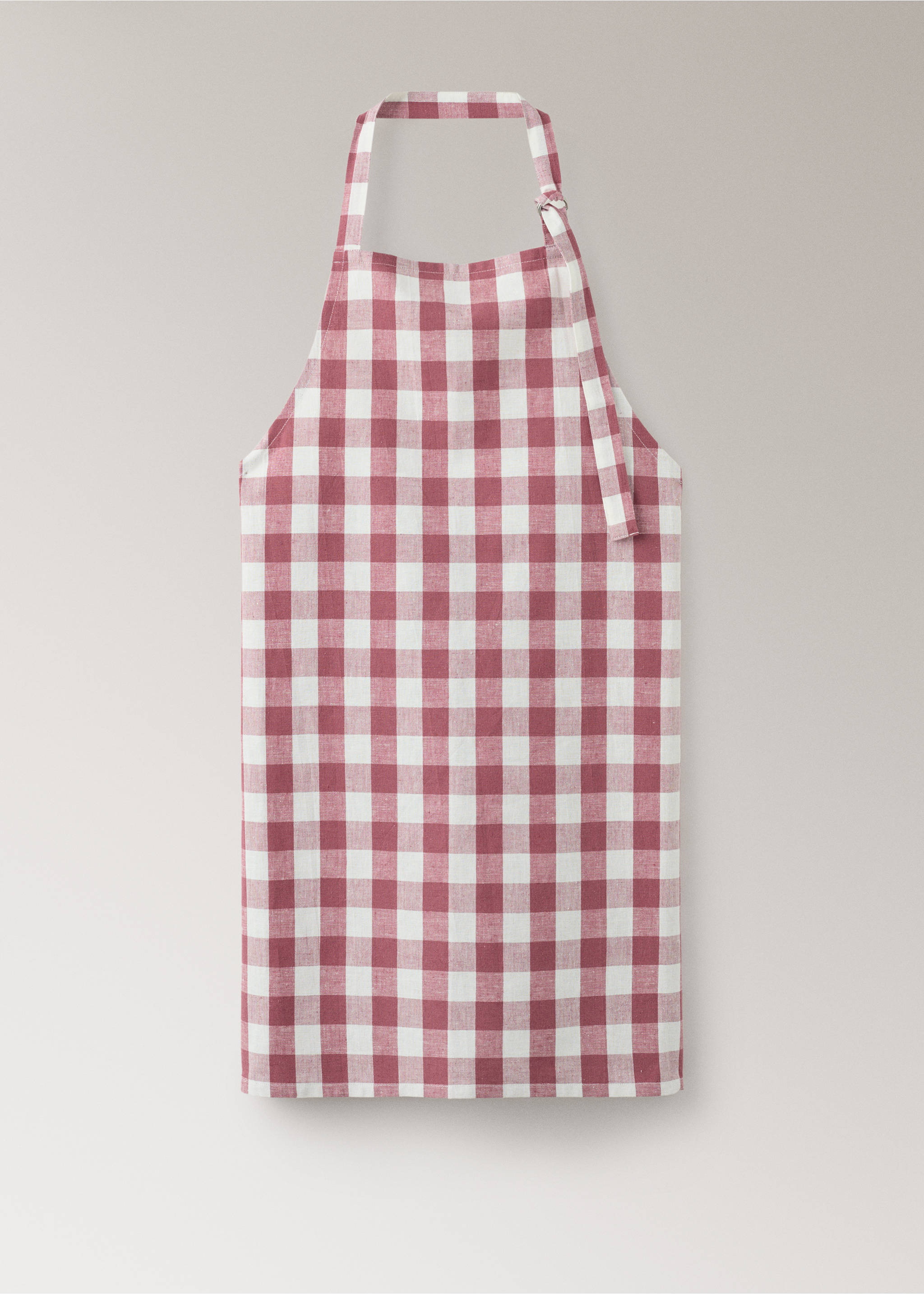 Cotton linen gingham check apron - Article without model, Pink. Ref: 27073291-00.