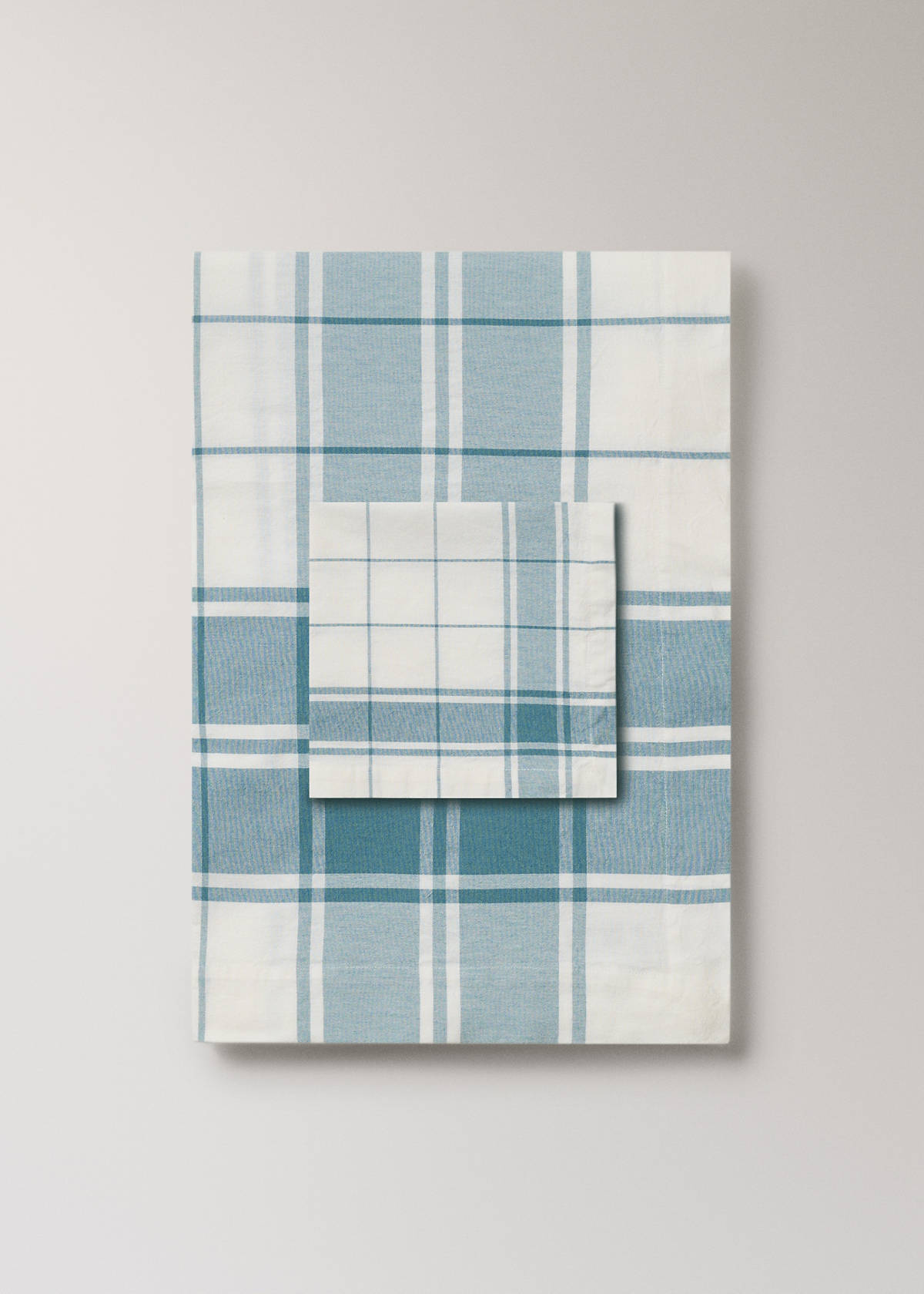 100% cotton yarn-dyed check serviettes — Blue