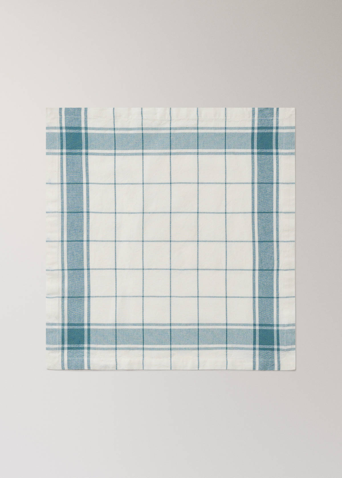 100% cotton yarn-dyed check serviettes — Blue
