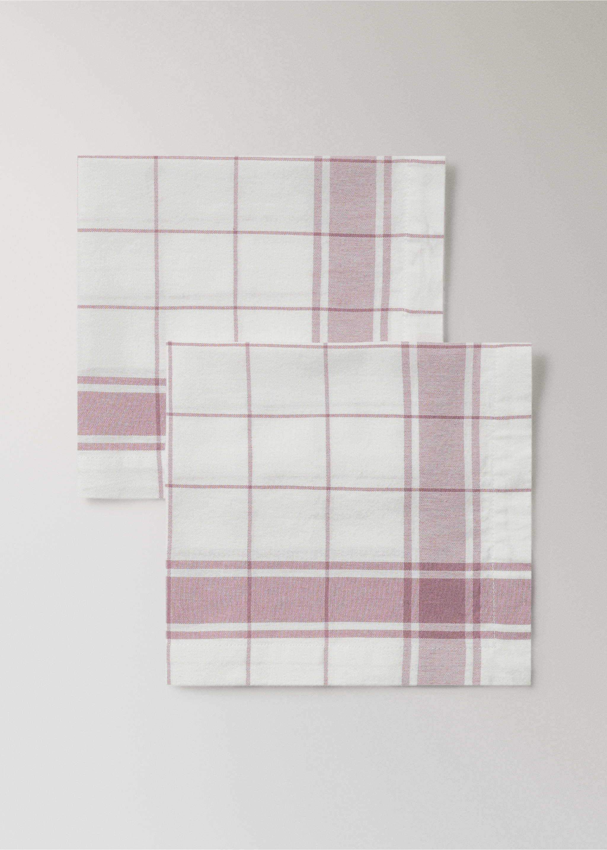 Ubrousky ze 100% bavlny s kontrastními pruhy - Detail zboží 1, Fialová šeřík. Ref: 27073292-00.