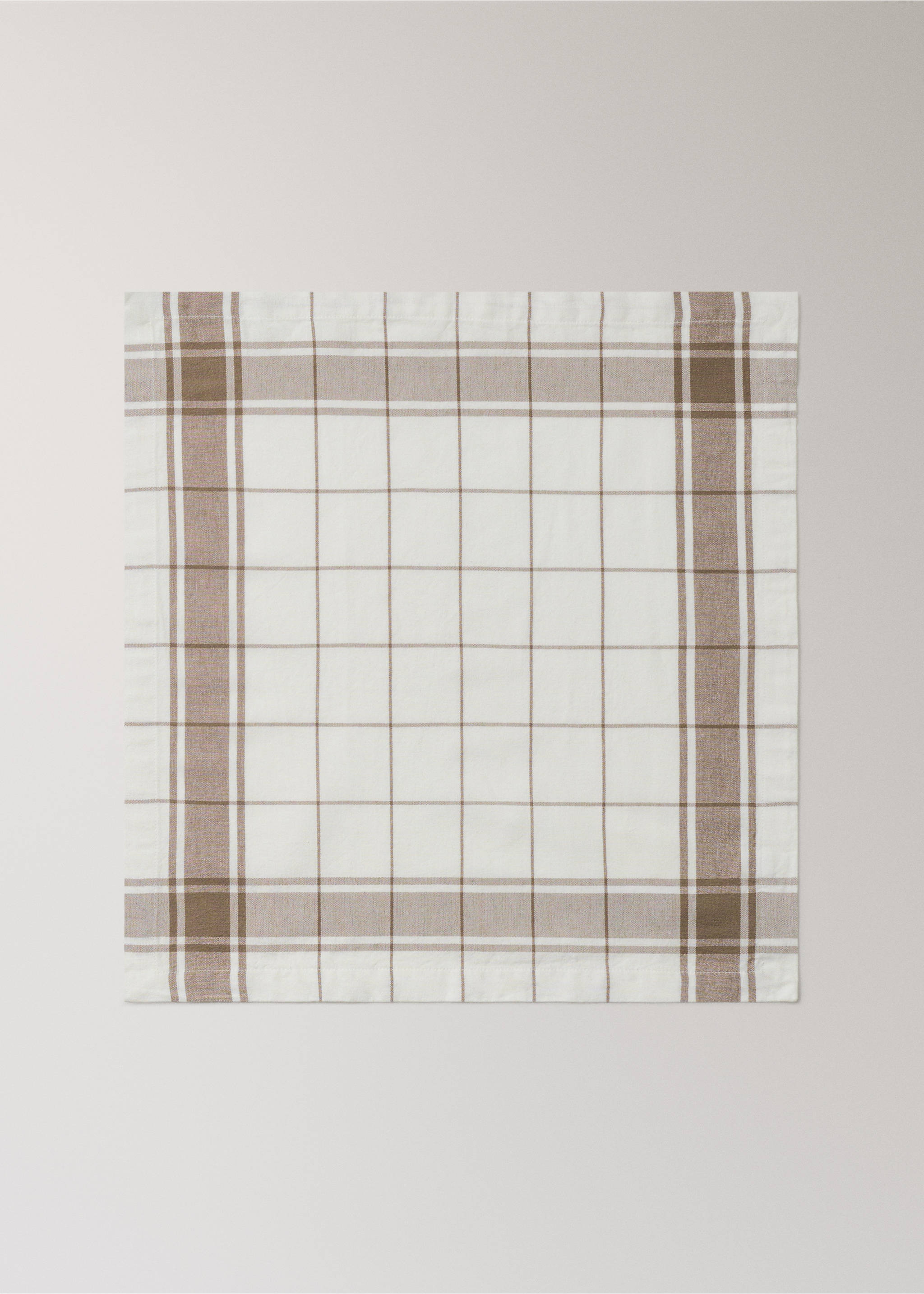 100% cotton yarn-dyed check serviettes - Article without model, Light/Pastel Brown. Ref: 27073292-00.