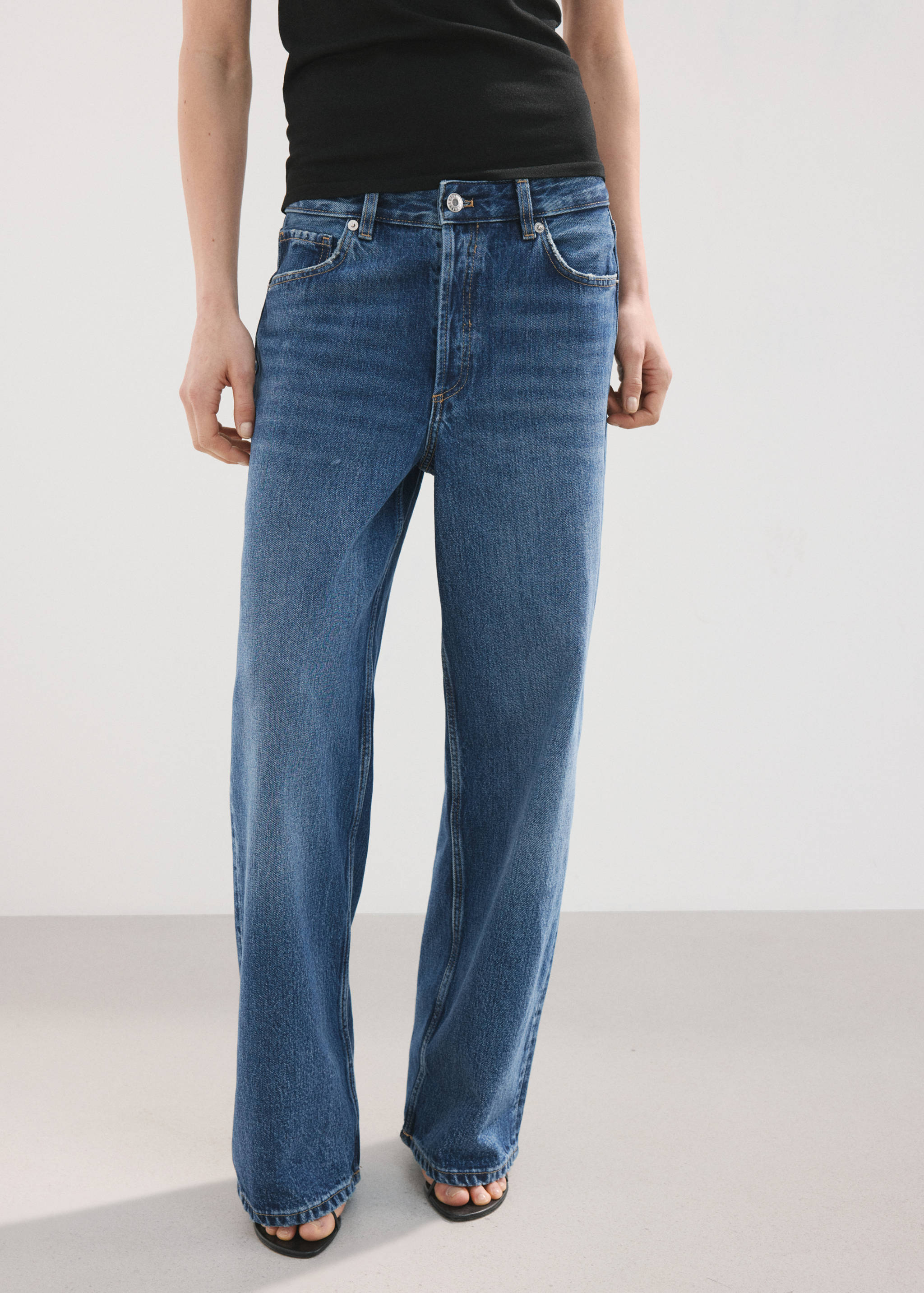 直筒低腰牛仔裤 - null