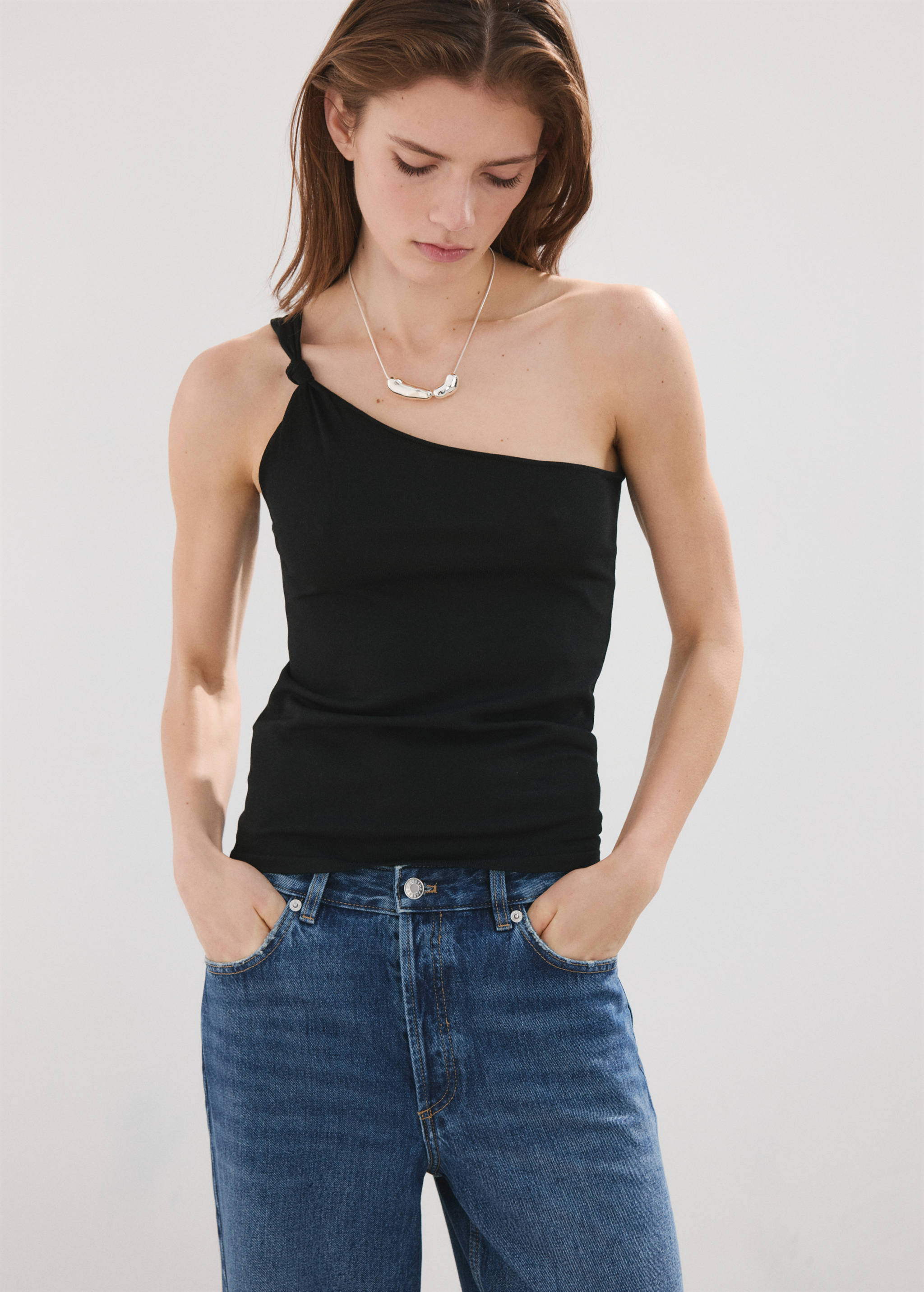 直筒低腰牛仔裤 - null