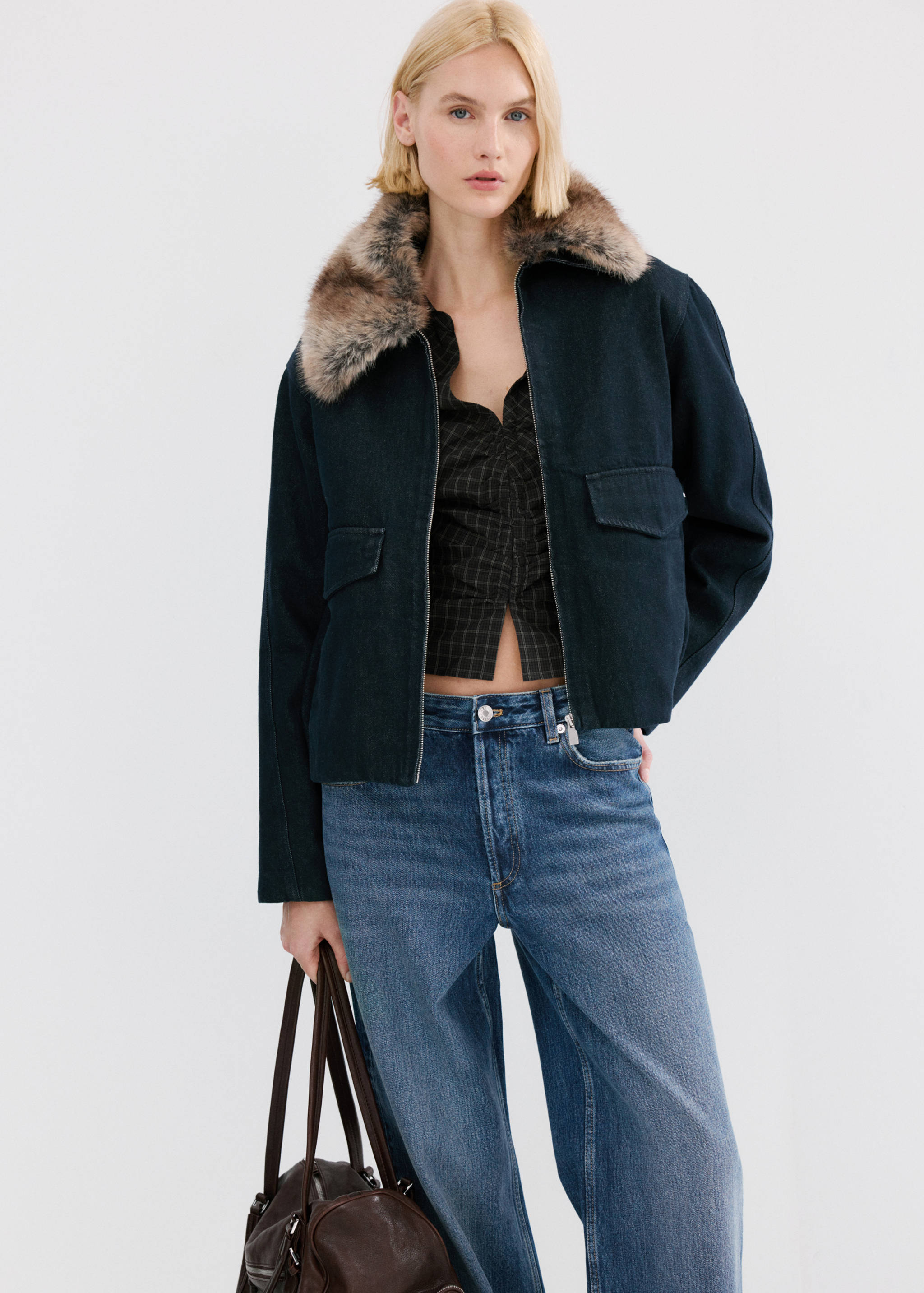 直筒低腰牛仔裤 - null