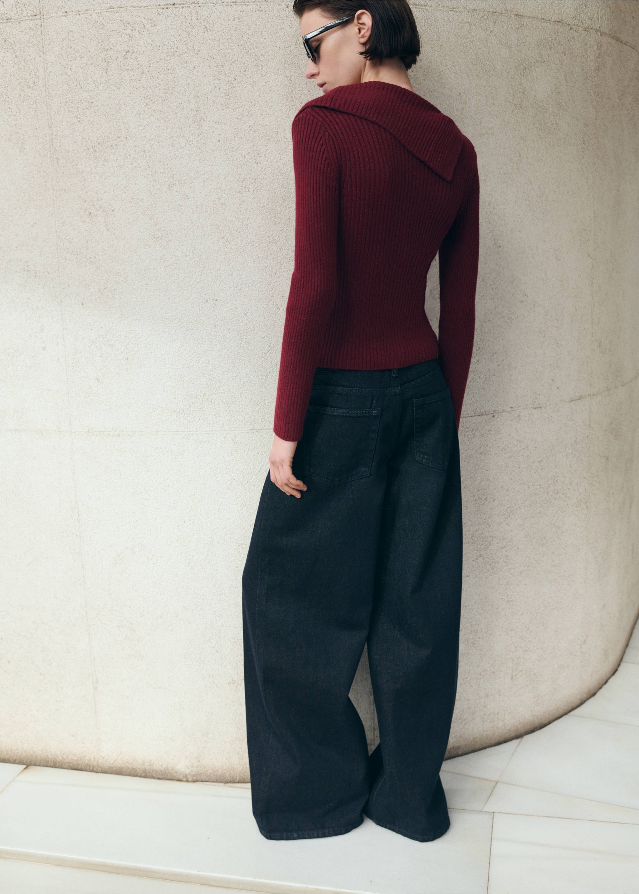 كارديجان محبوك بطيّة أمامية - رؤية عامة, أحمر. Ref: 27073294-00.