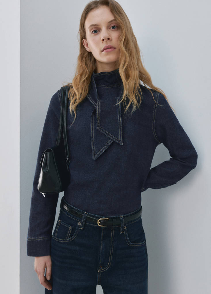 Camisa denim cierre lazo