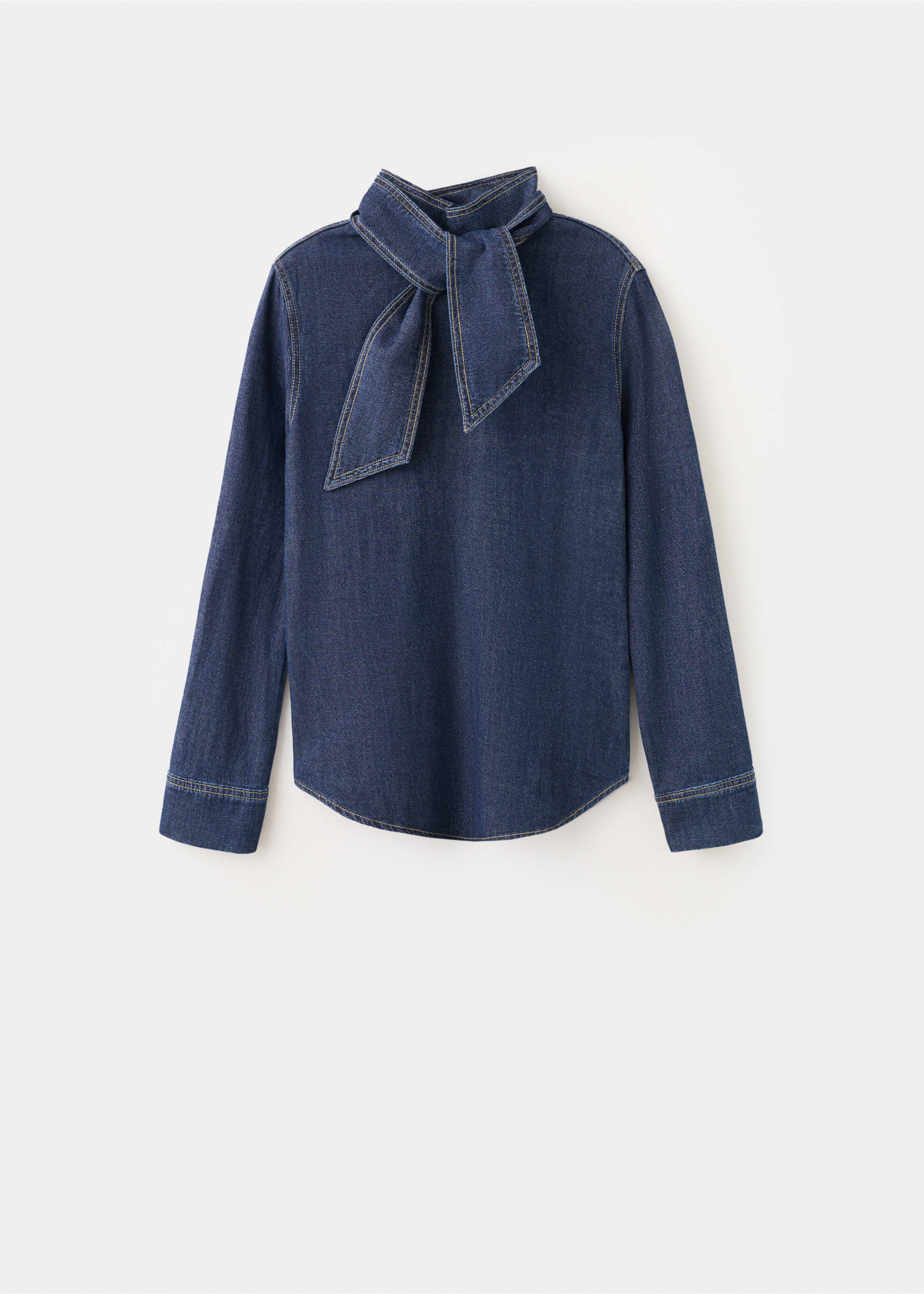 系带牛仔布衬衫 - null, 深蓝色. Ref: 27073297-00.