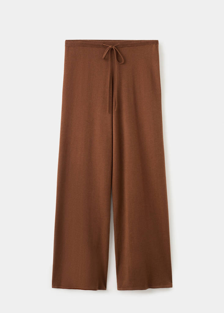 Straight-fit trousers with elastic waist — Caramel