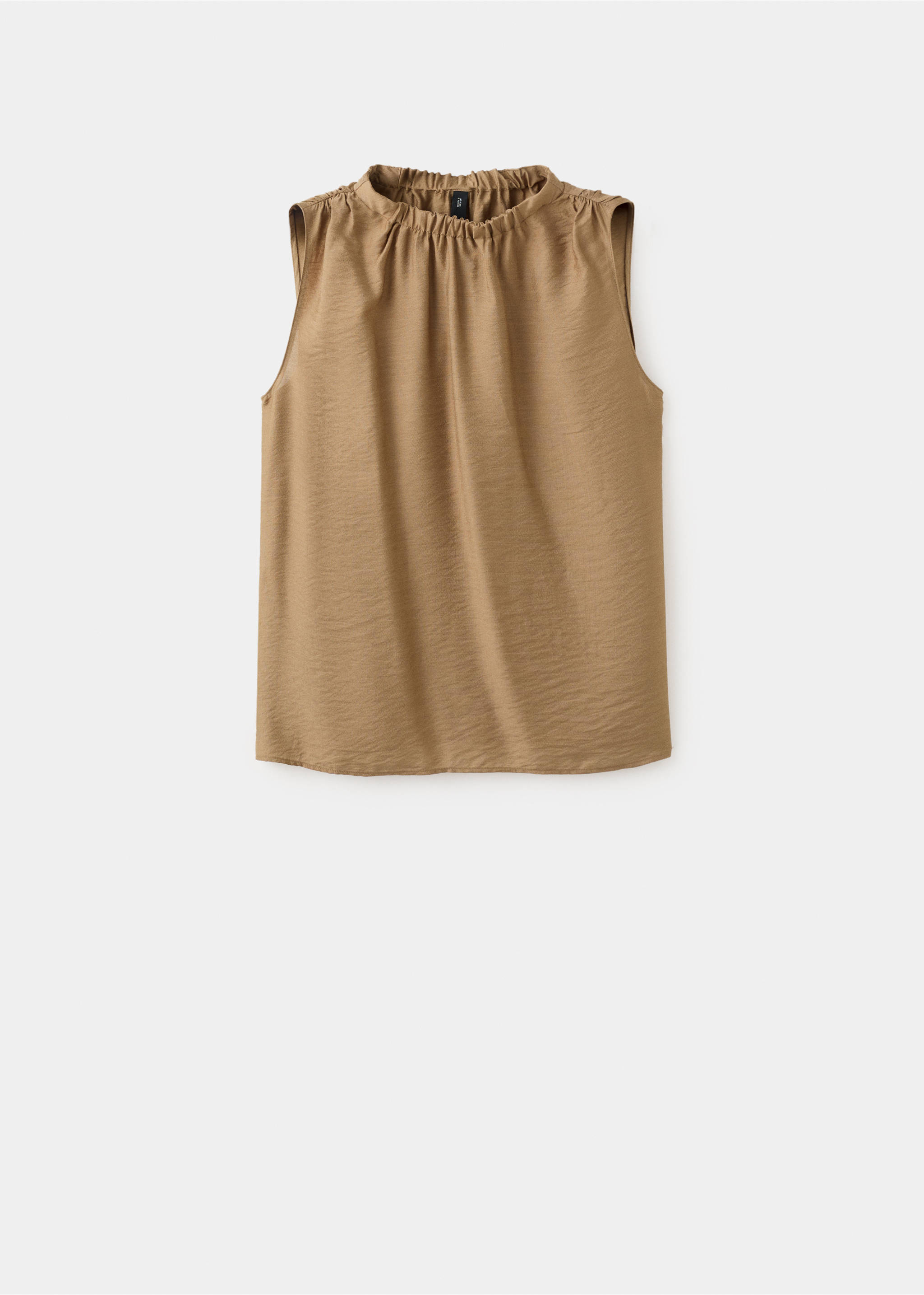 Draped neck satin top - Article without model, Brown. Ref: 27073300-00.