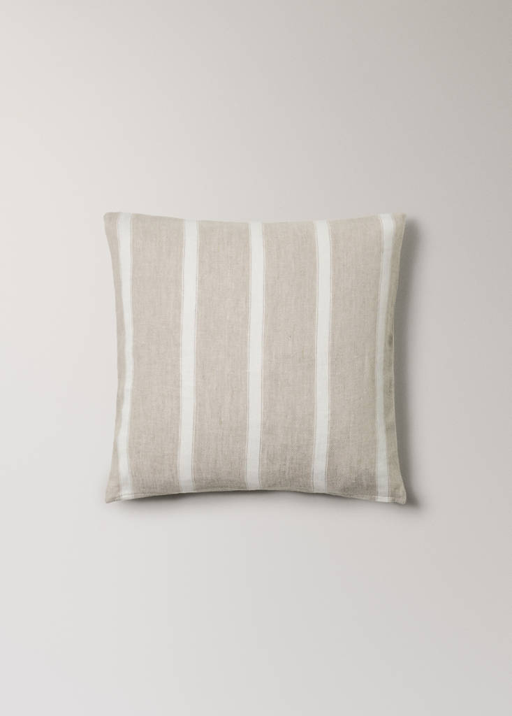 Linen striped cushion cover with zip detail 50x50 cm — Sand