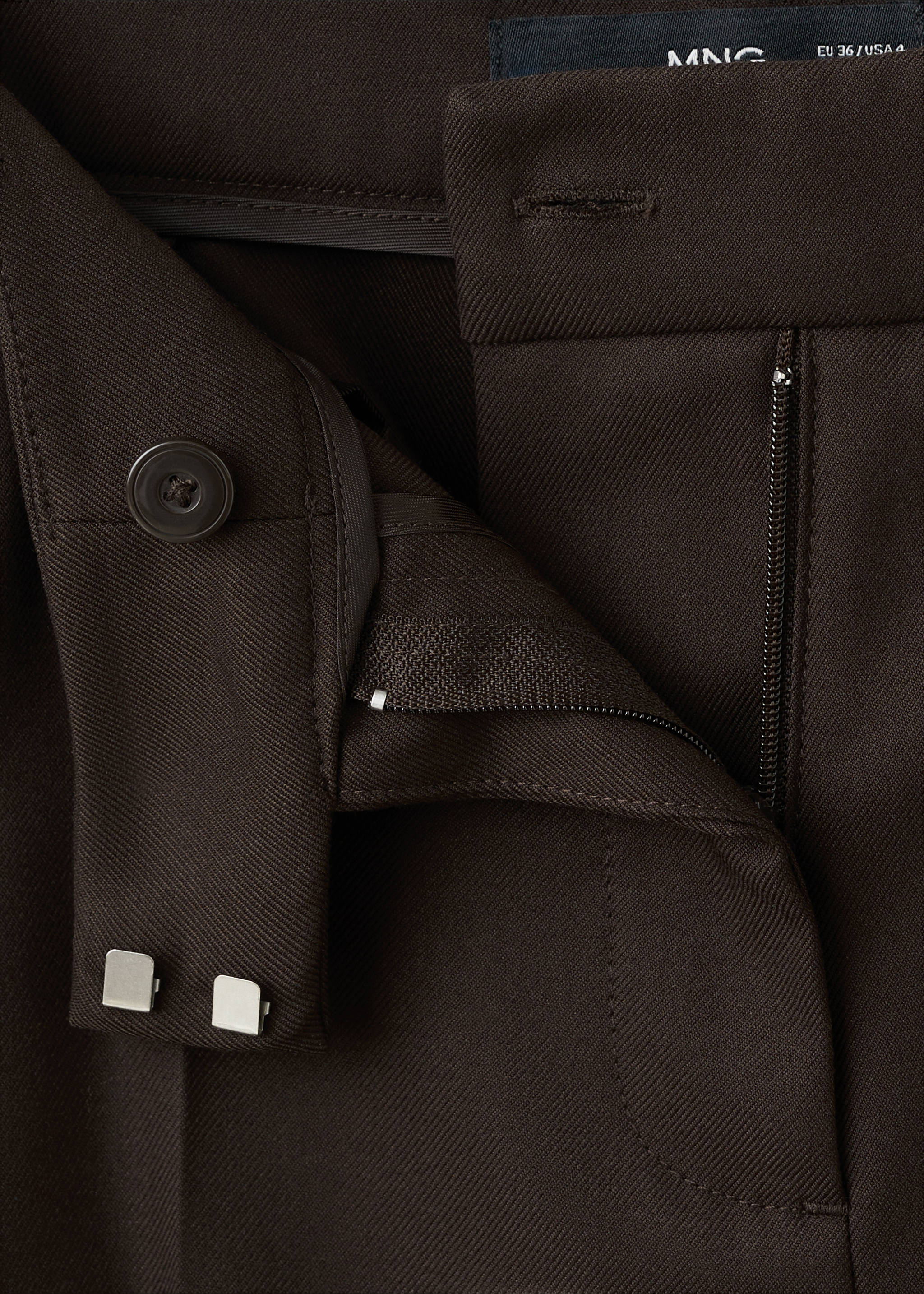 Wide leg mid-rise pleated trousers - Details of the article 0, Brown. Ref: 27073305-00.