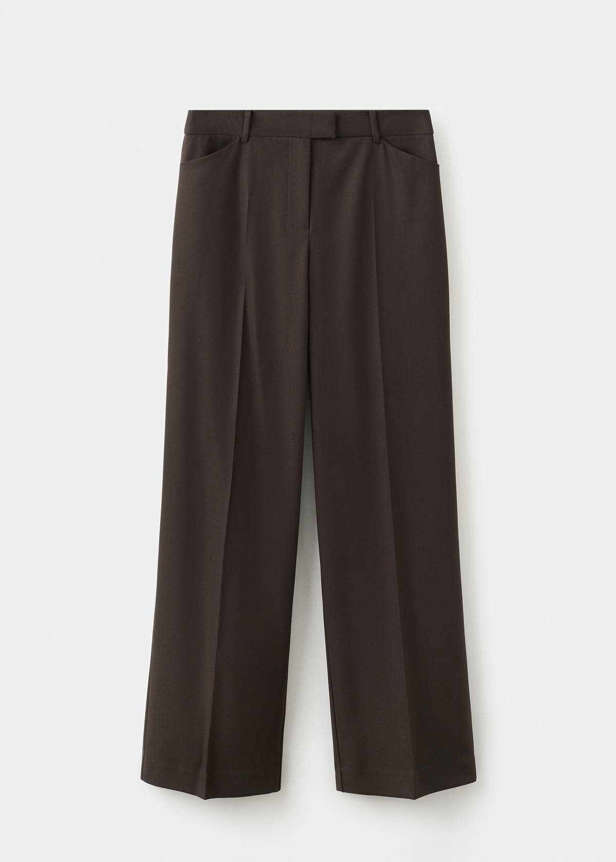Wide leg mid-rise pleated trousers — Brown