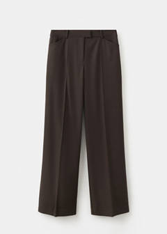 Wide leg mid-rise pleated trousers — Brown 5