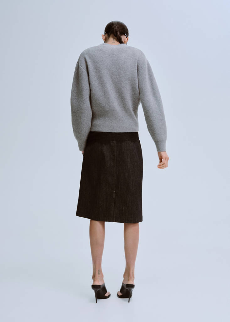 V-neck knitted cardigan — Medium Heather Grey