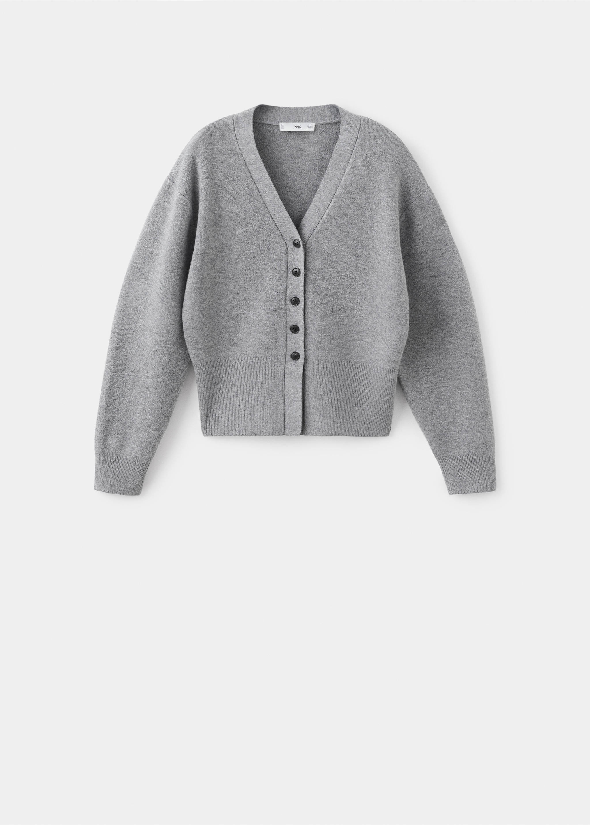 V-neck knitted cardigan - Article without model, Medium Heather Grey. Ref: 27073306-00.