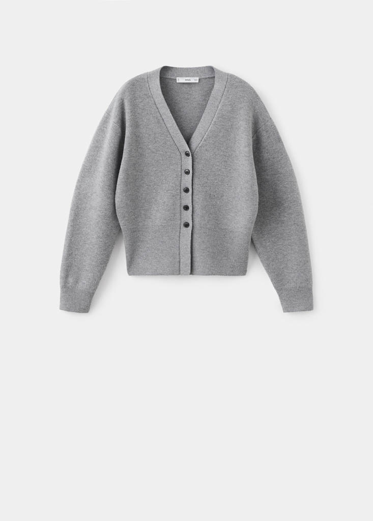 V-neck knitted cardigan — Medium Heather Grey