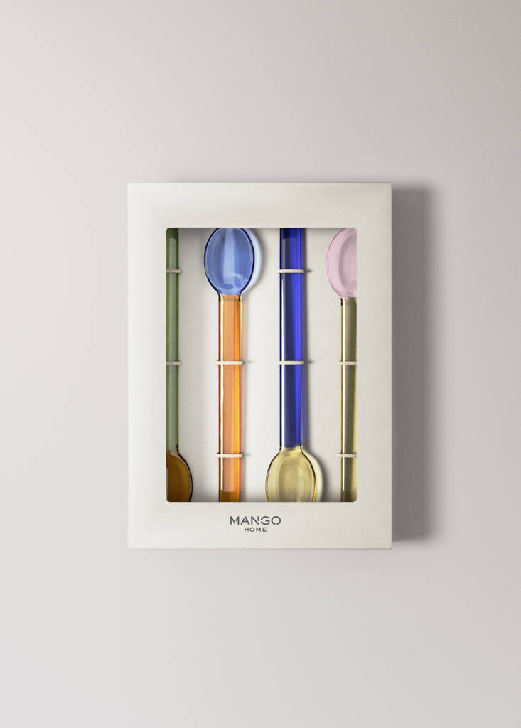 Pack of 4 bicolour borosilicate dessert spoons — Ink Blue
