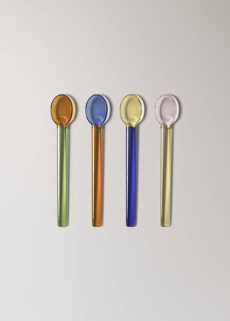 Pack of 4 bicolour borosilicate dessert spoons — Ink Blue