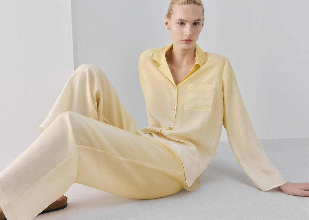 Ombre silk trousers — Pastel Yellow