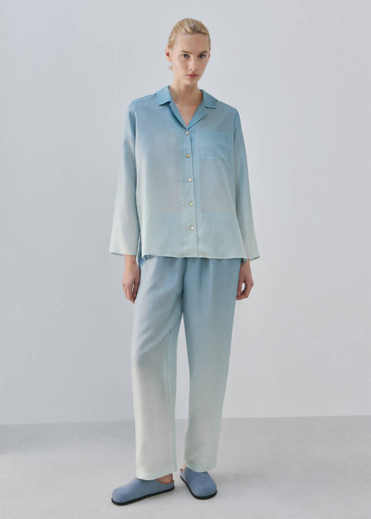 Ombre silk trousers — Blue