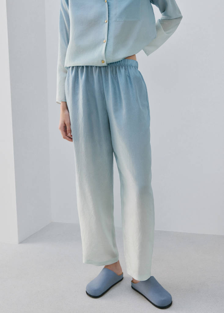 Ombre silk trousers — Blue