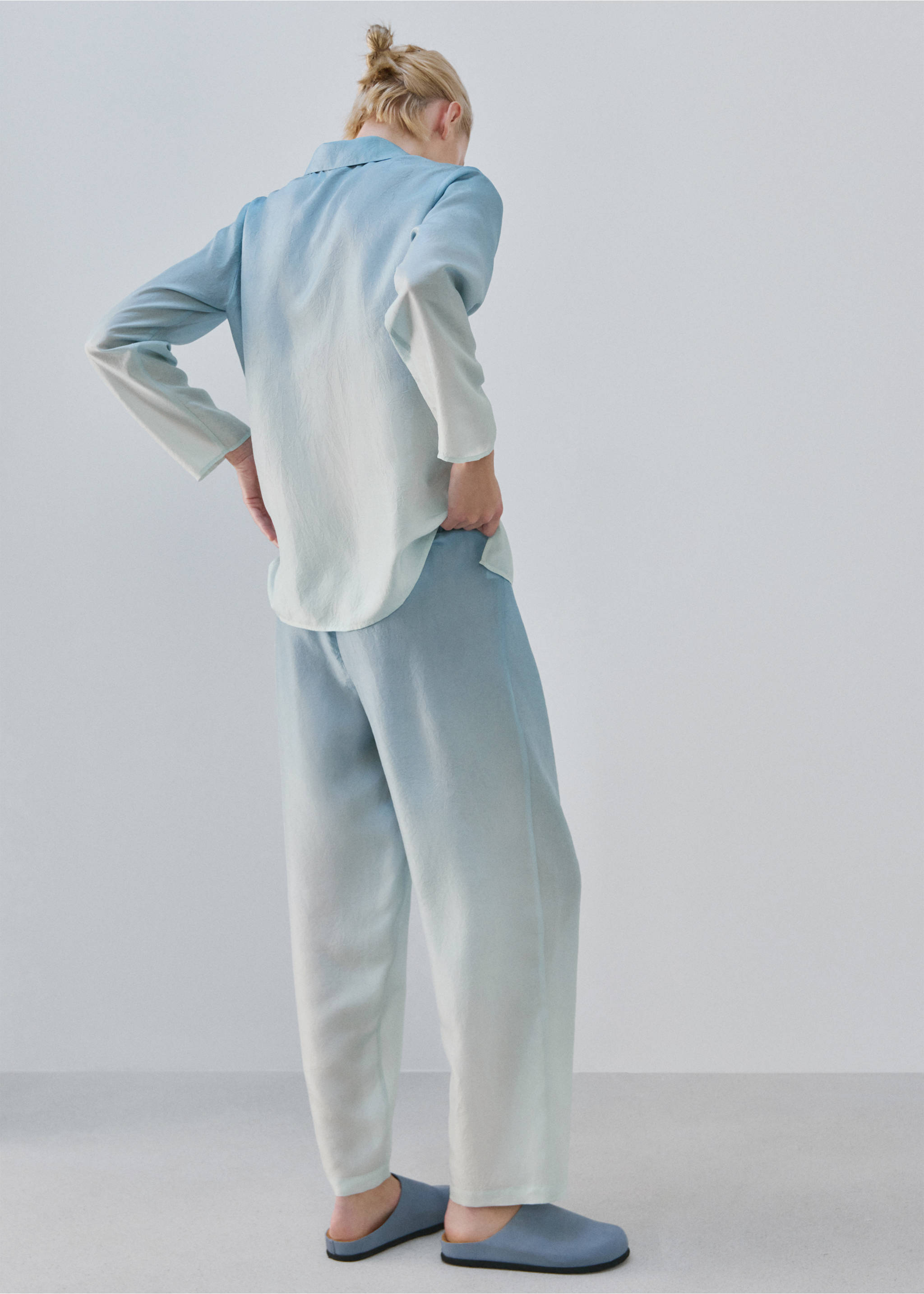 Ombre silk trousers - Reverse of the article, Blue. Ref: 27073313-00.