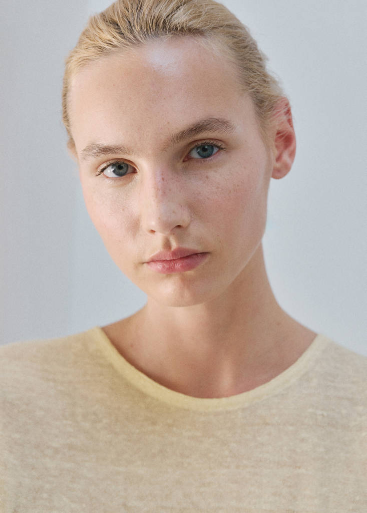 Pastel linen blend short-sleeve T-shirt — Pastel Yellow