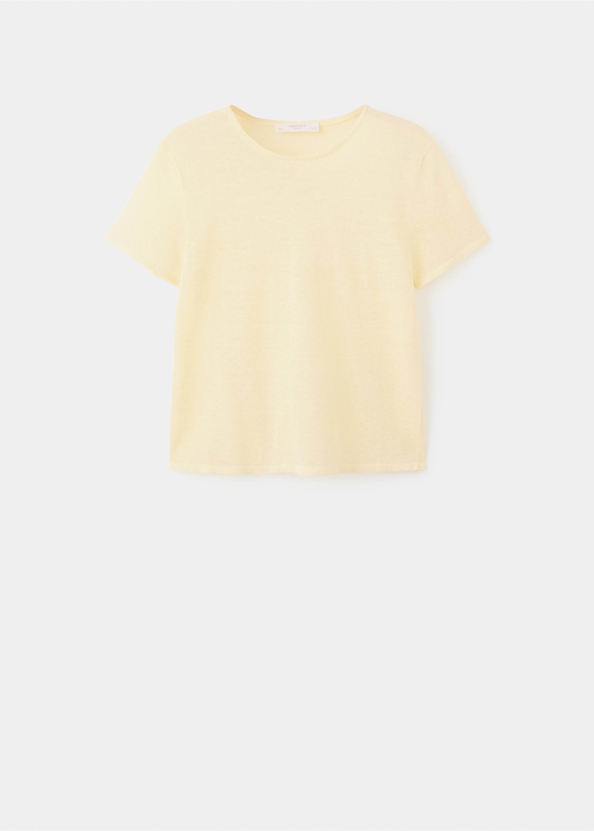 Kurzarm-T-Shirt aus Leinenmischung in Pastellfarben - Artikel ohne Model, Pastellgelb. Ref: 27073314-00.