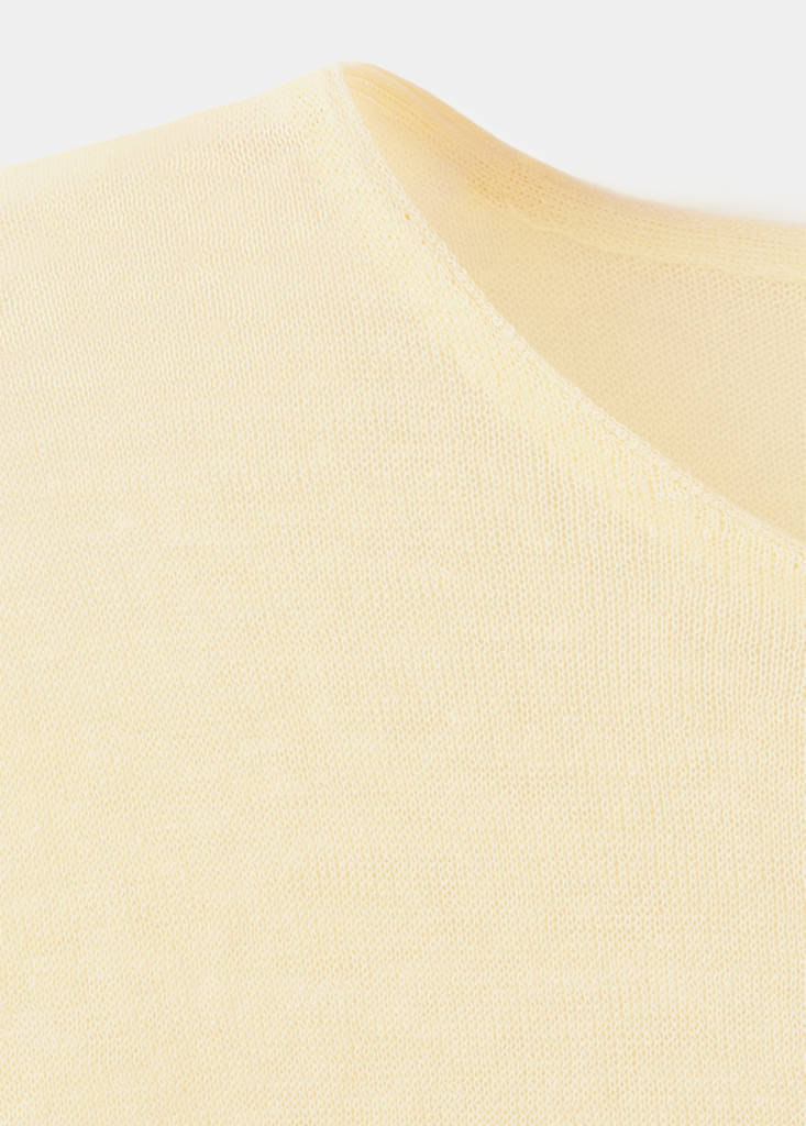 Pastel linen blend short-sleeve T-shirt — Pastel Yellow