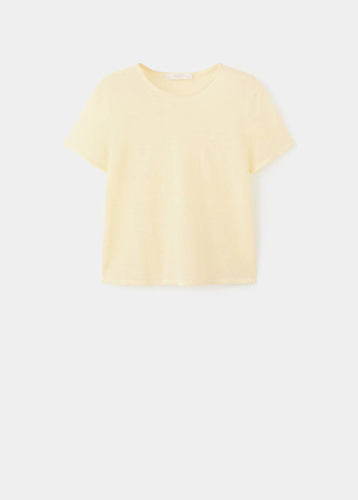 Pastel linen blend short-sleeve T-shirt — Pastel Yellow