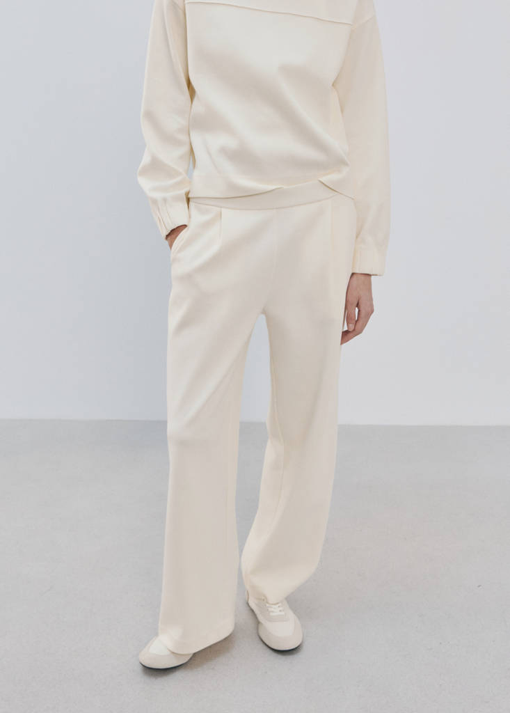 Straight-fit cotton trousers — Ecru