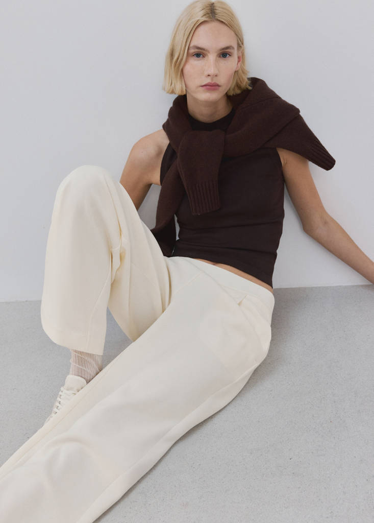 Straight-fit cotton trousers — Ecru