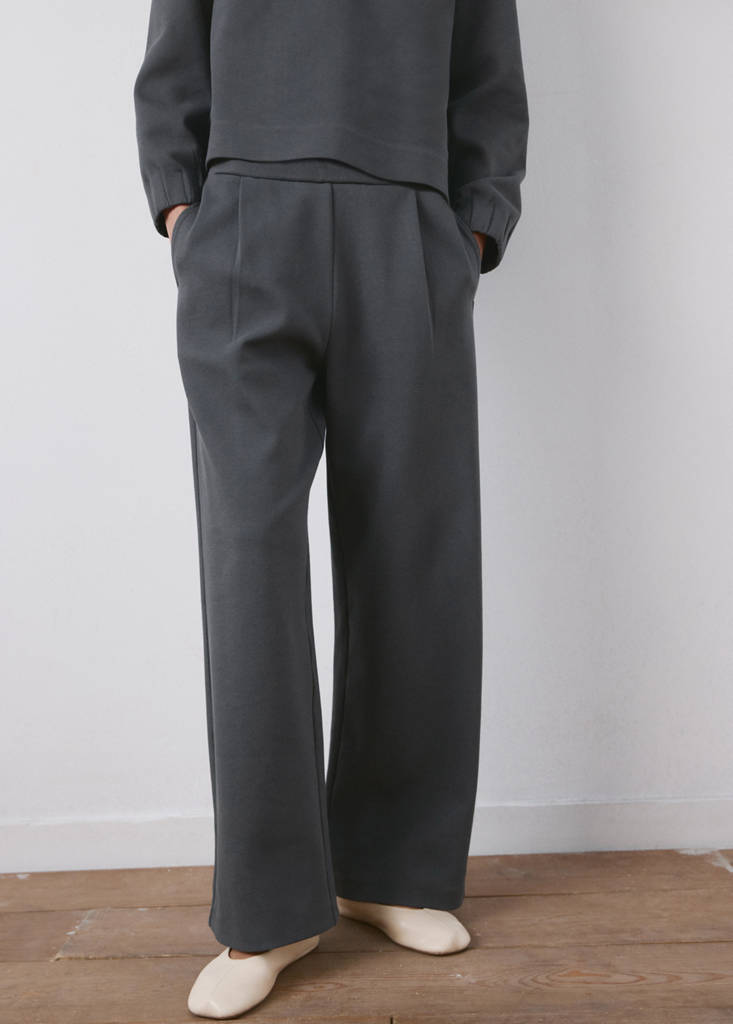 Straight-fit cotton trousers — Blue