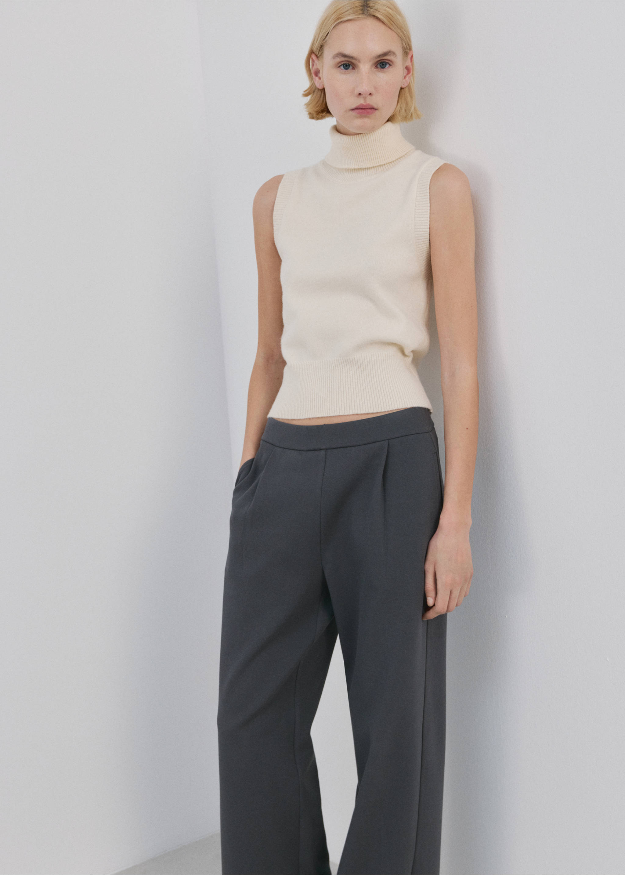 Pantalón recto algodón - Detalle del artículo 2, Azul. Ref: 27073315-00.