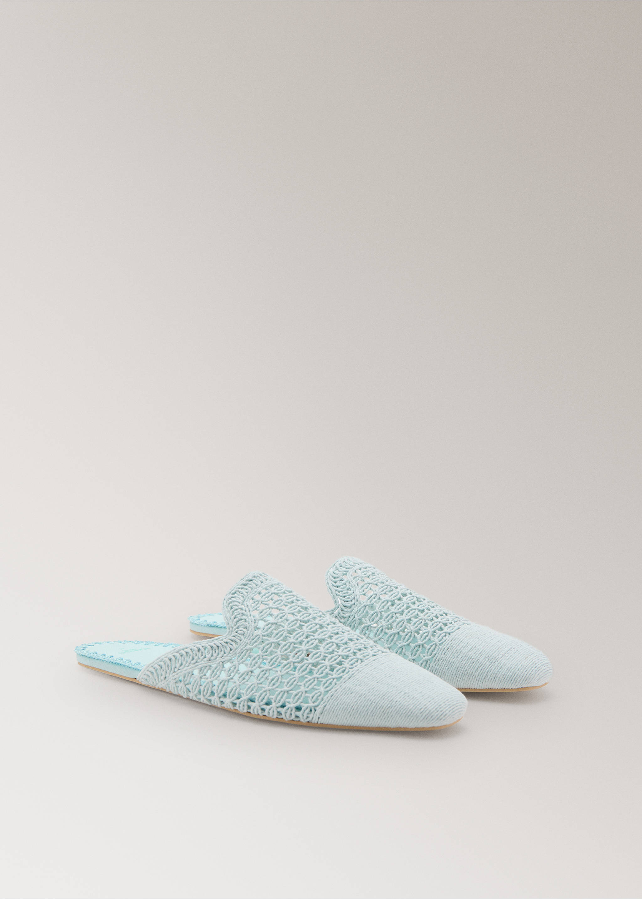 Crochet mule slippers - Medium plane, Blue. Ref: 27073316-00.