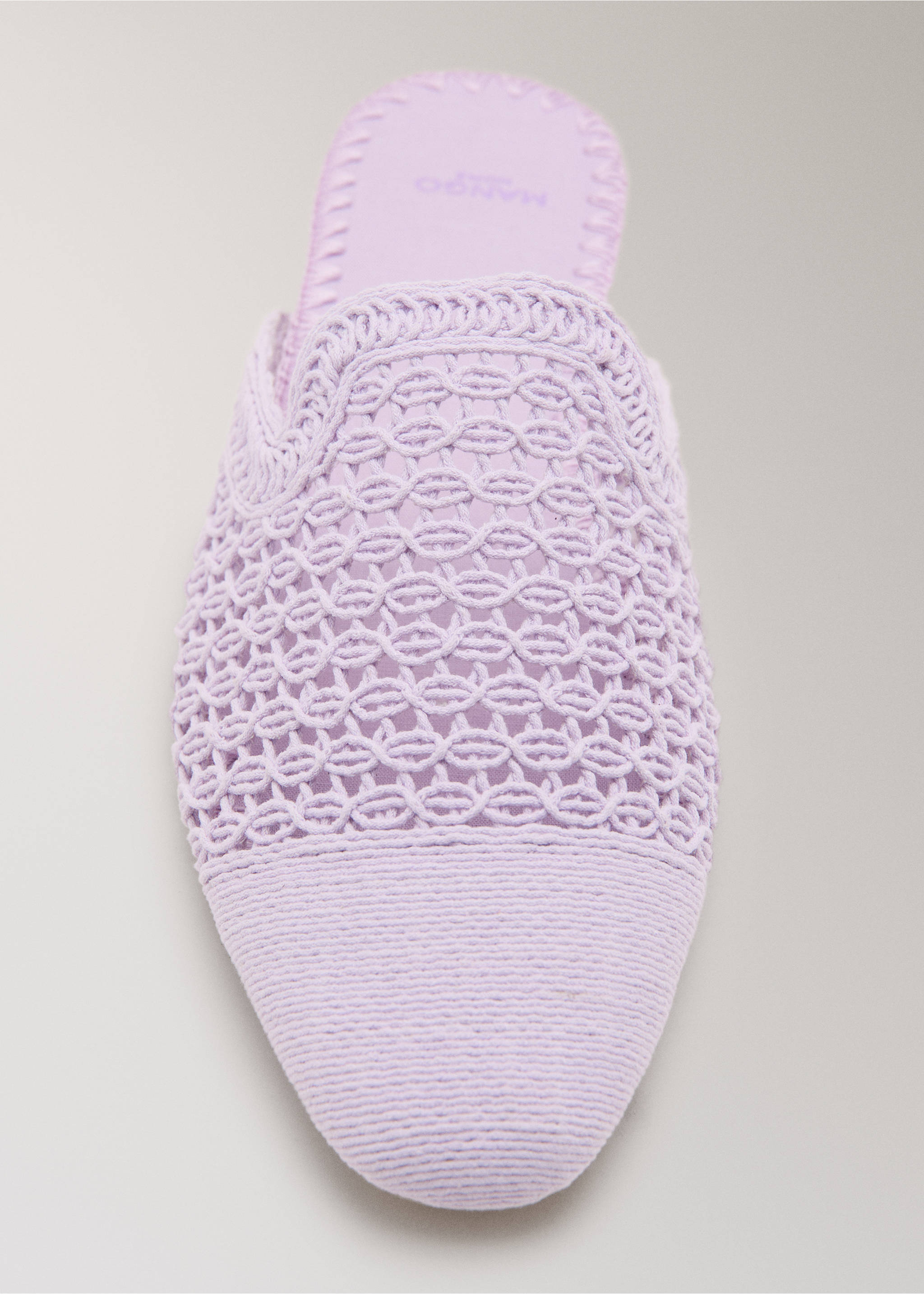 Crochet mule slippers - Details of the article 1, Lilac. Ref: 27073316-00.