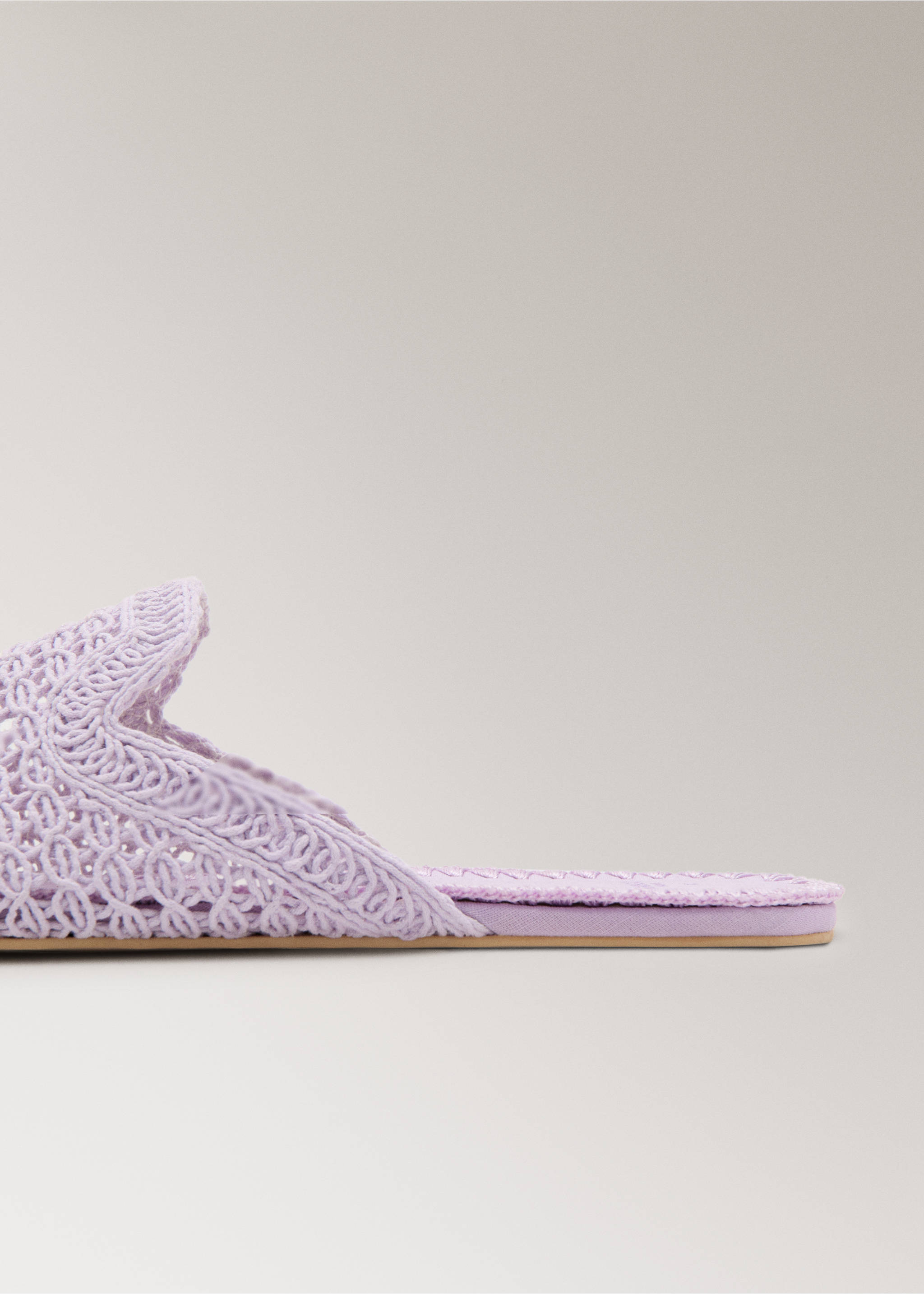 Crochet mule slippers - Details of the article 2, Lilac. Ref: 27073316-00.