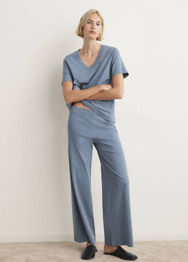 Long cotton pyjama trousers — Blue