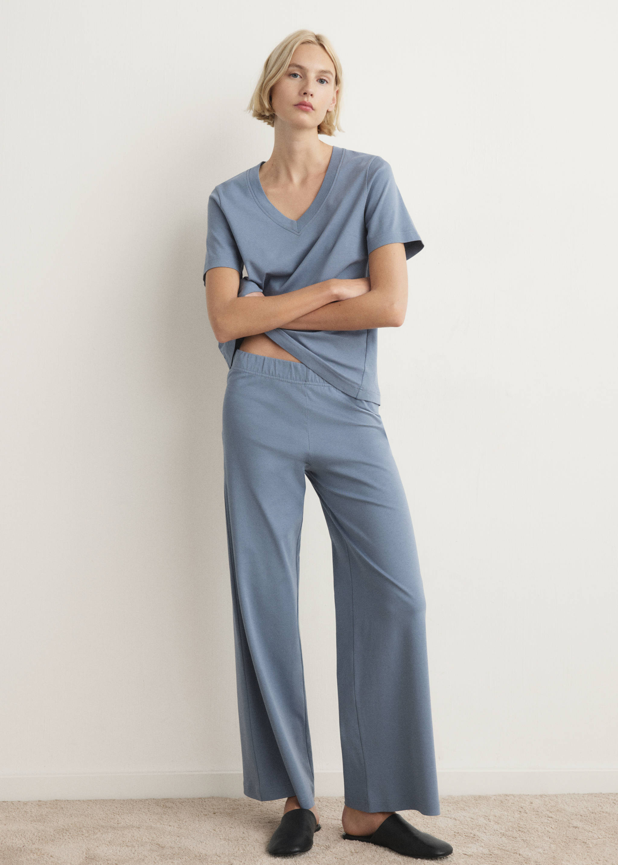 长款棉质睡裤 - null