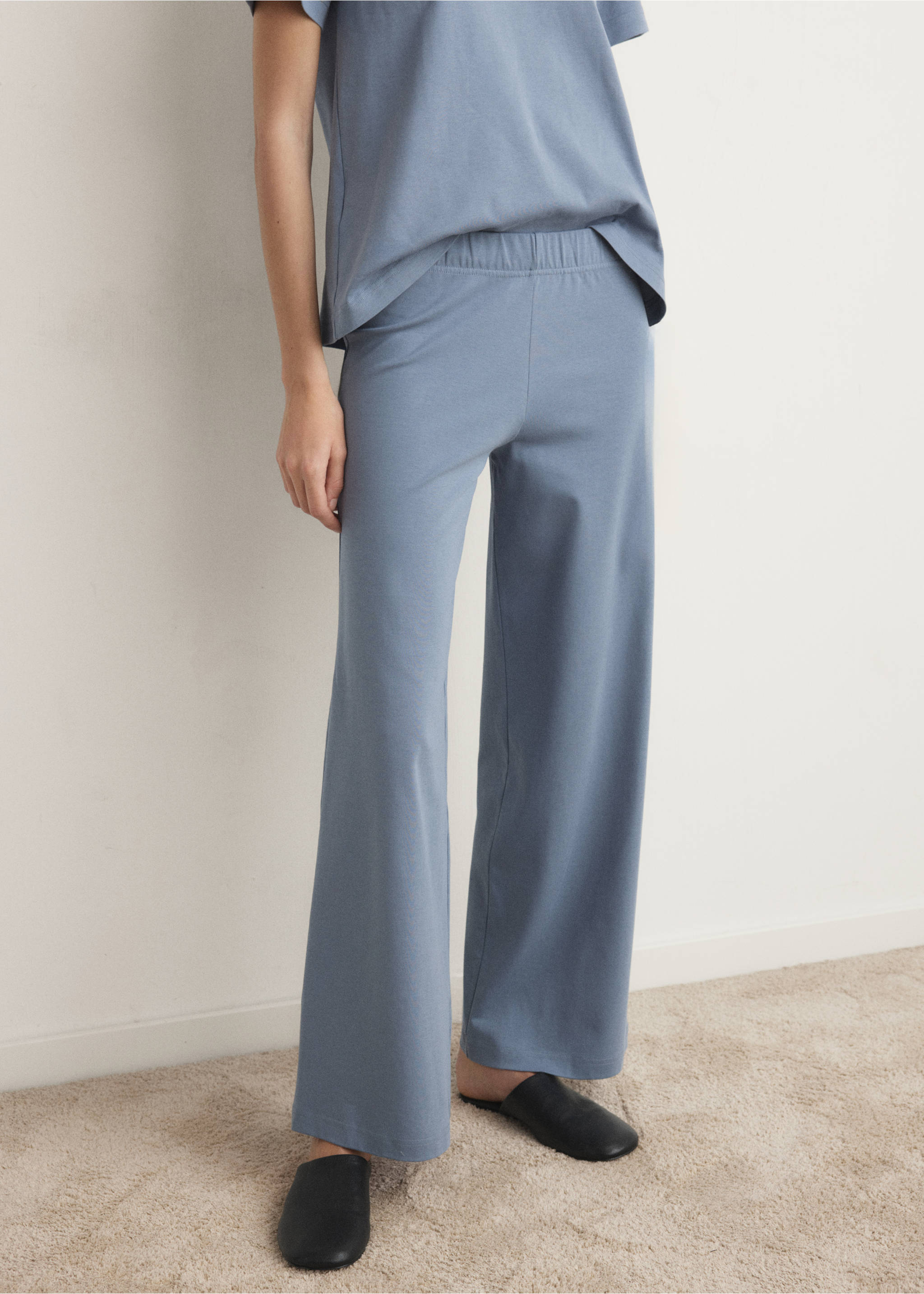 Μακρύ παντελόνι πιτζάμας βαμβακερό - Μεσαίο πλάνο, Μπλε. Ref: 27073317-00.