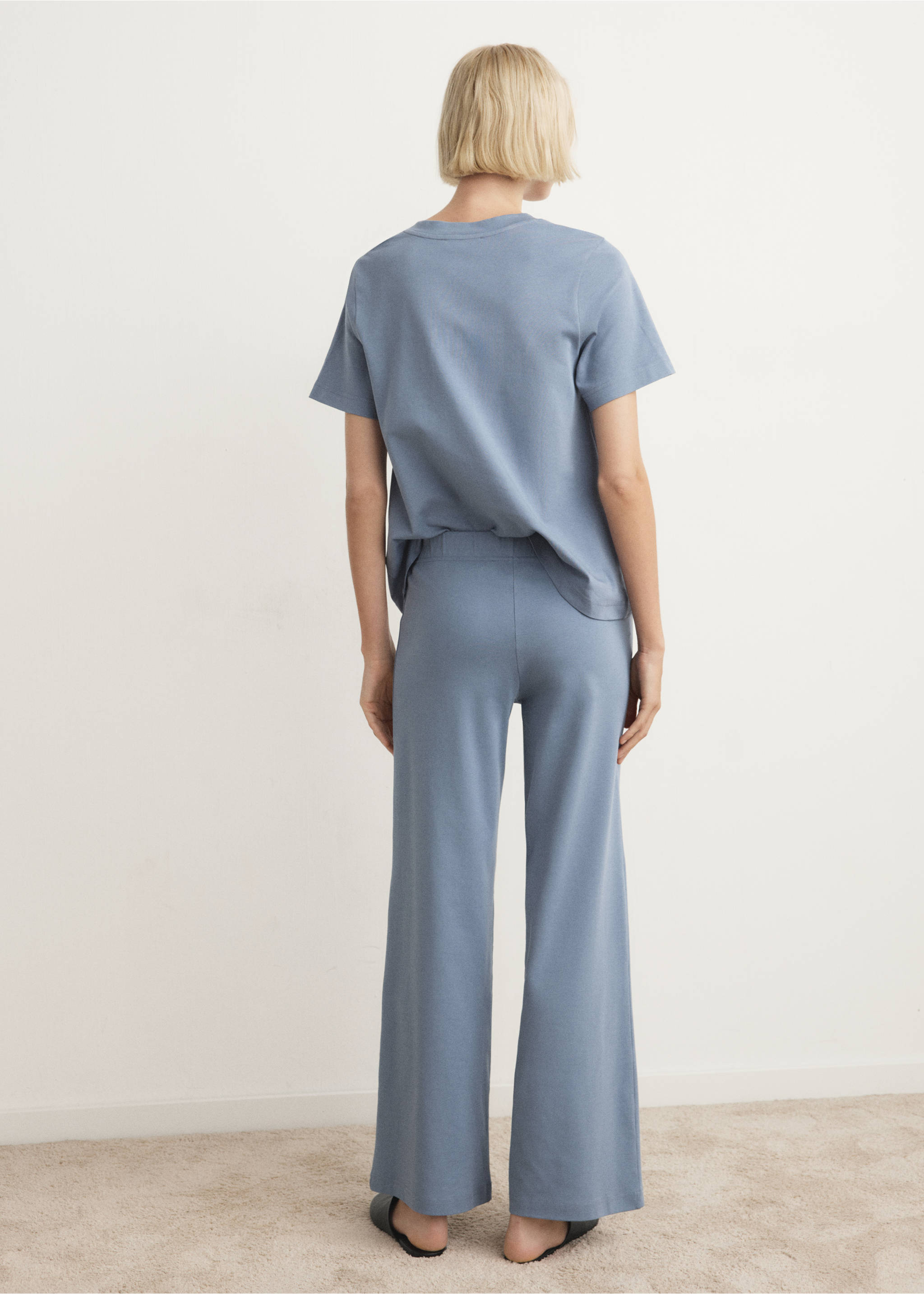 Μακρύ παντελόνι πιτζάμας βαμβακερό - Πίσω όψη προϊόντος, Μπλε. Ref: 27073317-00.