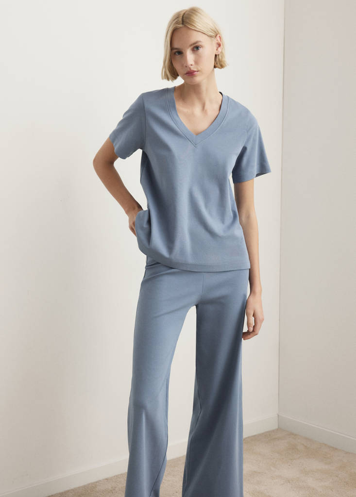Long cotton pyjama trousers — Blue