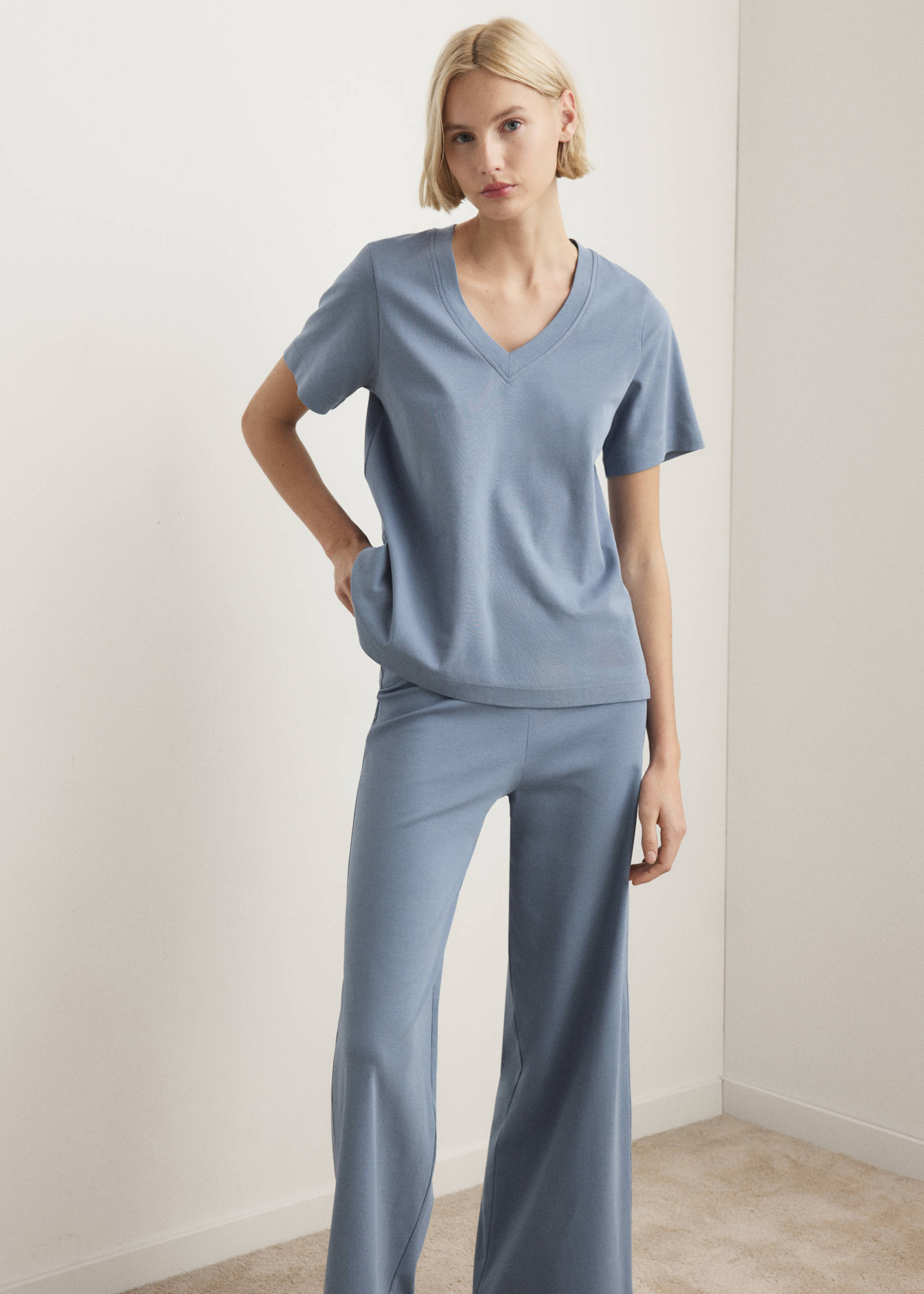 长款棉质睡裤 - null